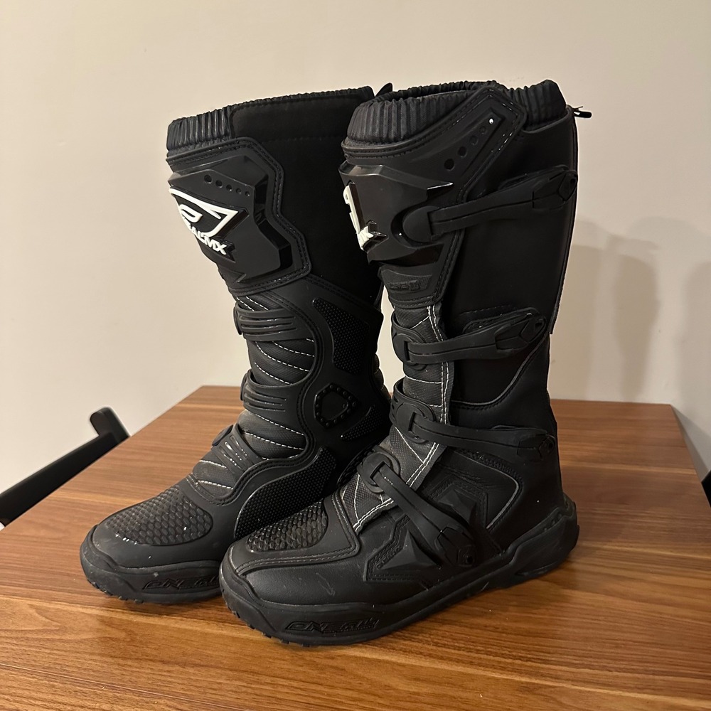 ONeal Rider Motocross Boots Black Mens Size 10 Dirt Bike MX Enduro Riding Gear